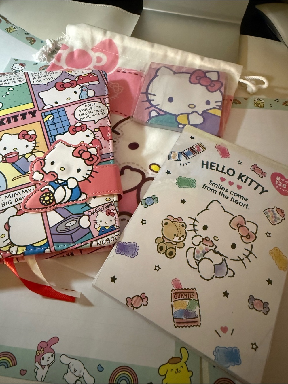 Hello Kitty Pink Kids Drawstring Bag & Notebook Set